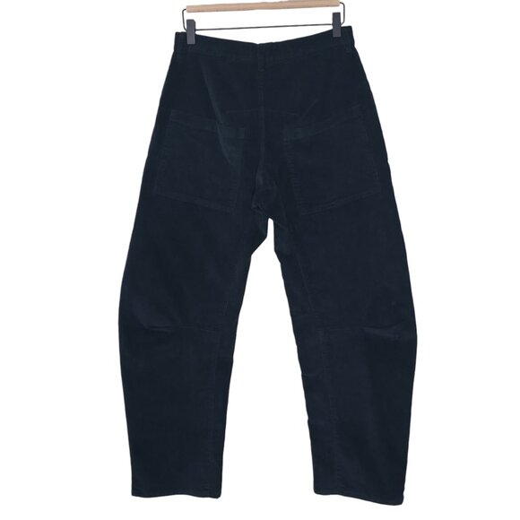Nili Lotan Shon Corduroy Jet Black Barrel Leg Pant Size 2 - Picture 7 of 9